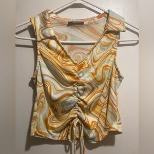 Just Polly Swirl Patterned Sleeveless Top